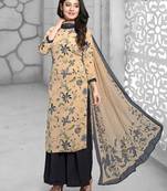 Beige digital print crepe salwar