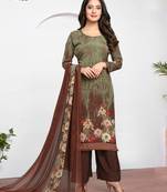 Brown digital print crepe salwar