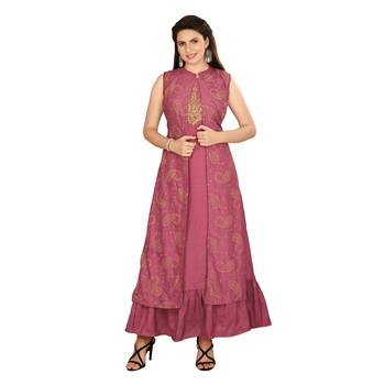 Magenta embroidered art silk kurtas-and-kurtis 1