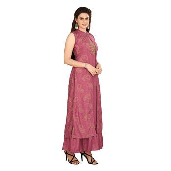 Magenta embroidered art silk kurtas-and-kurtis 3