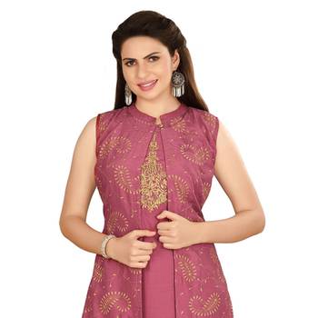 Magenta embroidered art silk kurtas-and-kurtis 4