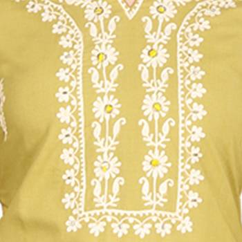 Mustard embroidered cotton kurtas-and-kurtis 5