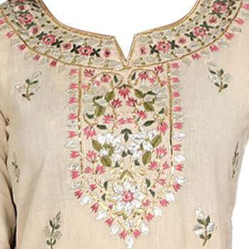 Cream embroidered cotton kurtas-and-kurtis 5