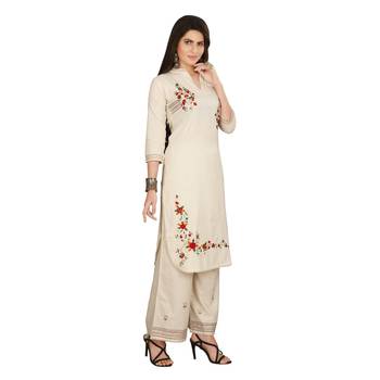 Cream embroidered cotton kurtas-and-kurtis 3