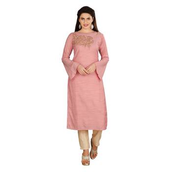 Pink embroidered cotton kurtas-and-kurtis 1
