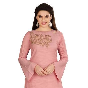 Pink embroidered cotton kurtas-and-kurtis 4