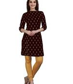 SWAGG INDIA Women's Wear Velvet Maroon Color Straight Kurti Kurta With Leggings