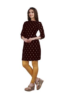 SWAGG INDIA Women's Wear Velvet Maroon Color Straight Kurti Kurta With Leggings 4