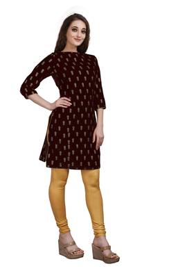 SWAGG INDIA Women's Wear Velvet Maroon Color Straight Kurti Kurta With Leggings 5
