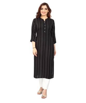 Black printed rayon kurtas-and-kurtis 1
