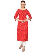 Red printed rayon kurtas-and-kurtis