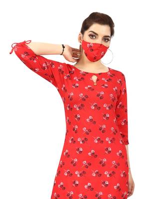 Red printed rayon kurtas-and-kurtis 5