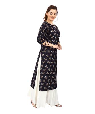 Black printed rayon kurtas-and-kurtis 3