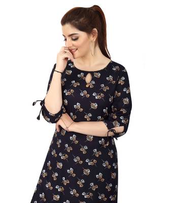 Black printed rayon kurtas-and-kurtis 4
