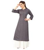 Grey printed rayon kurtas-and-kurtis