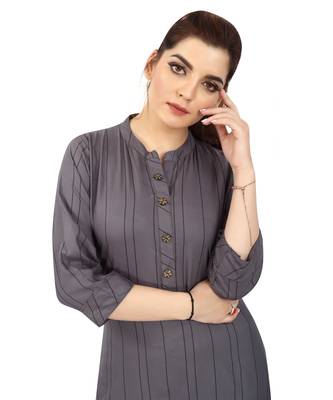 Grey printed rayon kurtas-and-kurtis 4