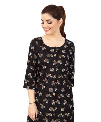 Black printed rayon kurtas-and-kurtis 4