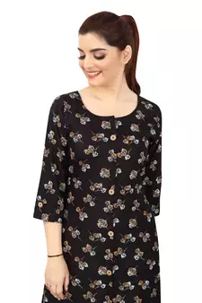 Black printed rayon kurtas-and-kurtis