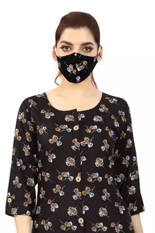 Black printed rayon kurtas-and-kurtis