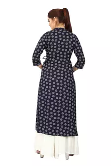 Navy-blue printed rayon kurtas-and-kurtis
