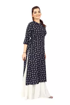 Navy-blue printed rayon kurtas-and-kurtis