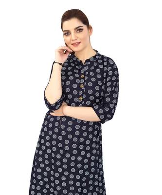 Navy-blue printed rayon kurtas-and-kurtis 4