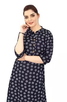 Navy-blue printed rayon kurtas-and-kurtis