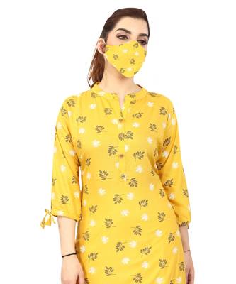 Mustard printed rayon kurtas-and-kurtis 5
