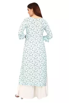 Blue printed rayon kurtas-and-kurtis