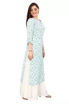 Blue printed rayon kurtas-and-kurtis