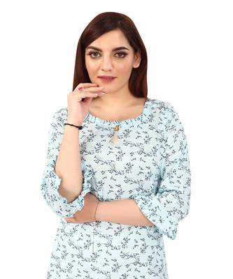 Blue printed rayon kurtas-and-kurtis 4