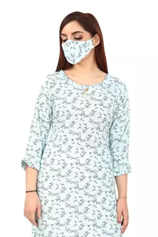 Blue printed rayon kurtas-and-kurtis