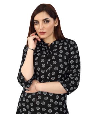 Black printed rayon kurtas-and-kurtis 4