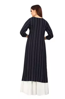 Navy-blue printed rayon kurtas-and-kurtis
