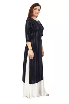 Navy-blue printed rayon kurtas-and-kurtis