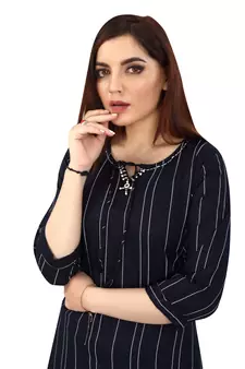 Navy-blue printed rayon kurtas-and-kurtis