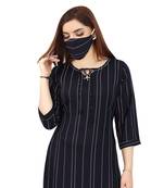 Navy-blue printed rayon kurtas-and-kurtis