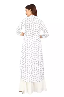 White printed rayon kurtas-and-kurtis