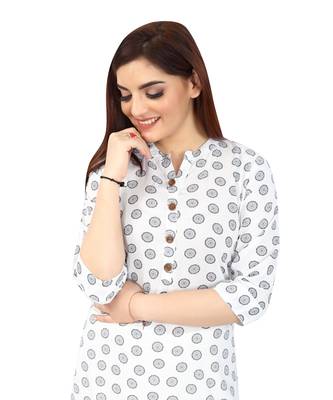 White printed rayon kurtas-and-kurtis 4