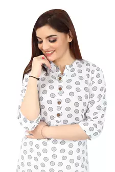 White printed rayon kurtas-and-kurtis