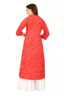 Red printed rayon kurtas-and-kurtis