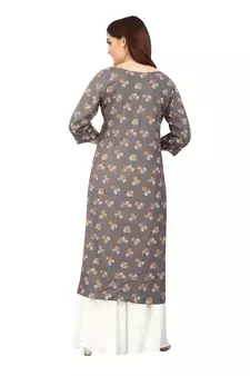 Grey printed rayon kurtas-and-kurtis