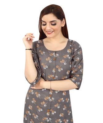 Grey printed rayon kurtas-and-kurtis 4