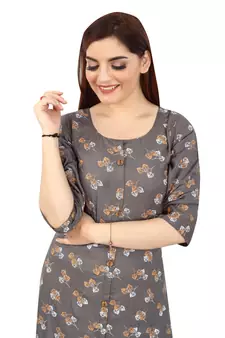 Grey printed rayon kurtas-and-kurtis