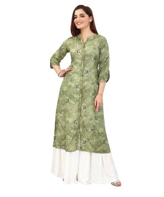 Green printed rayon kurtas-and-kurtis 1