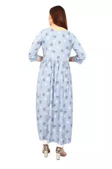 Blue printed rayon kurtas-and-kurtis