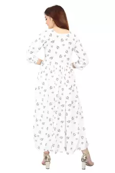 White printed rayon kurtas-and-kurtis