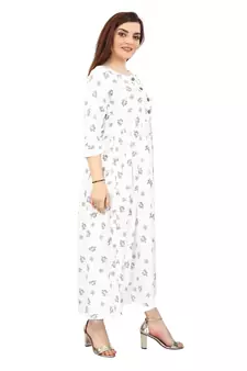 White printed rayon kurtas-and-kurtis