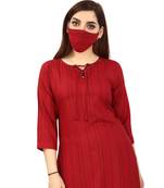 Maroon printed rayon kurtas-and-kurtis