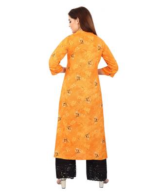 Orange printed rayon kurtas-and-kurtis 2